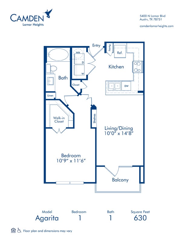 Floorplan diagram for Agarita, showing 1 slaapkamer