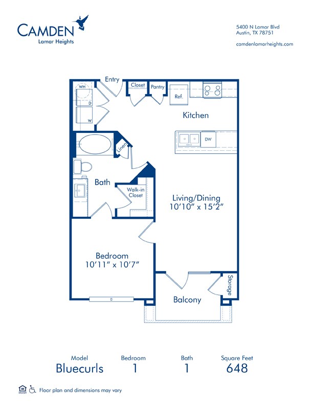 Floorplan diagram for Bluecurls, showing 1 bedroom