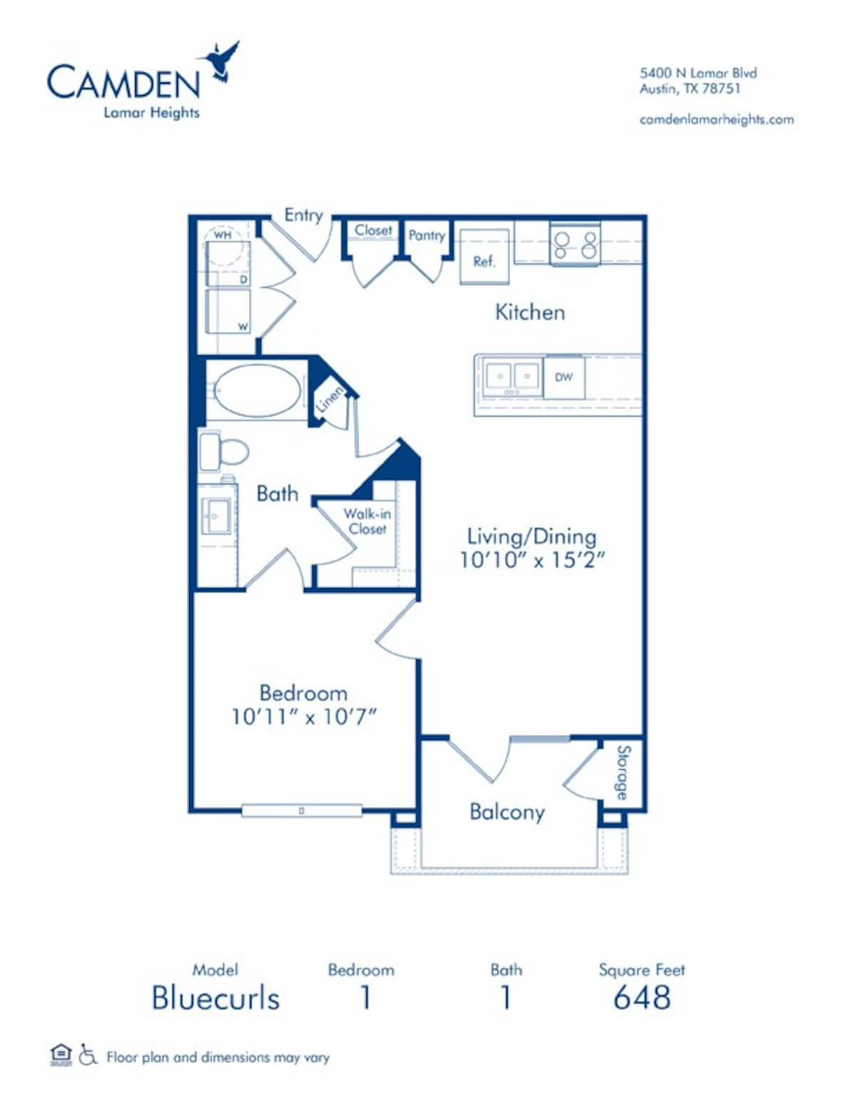 Floorplan diagram for Bluecurls, showing 1 bedroom