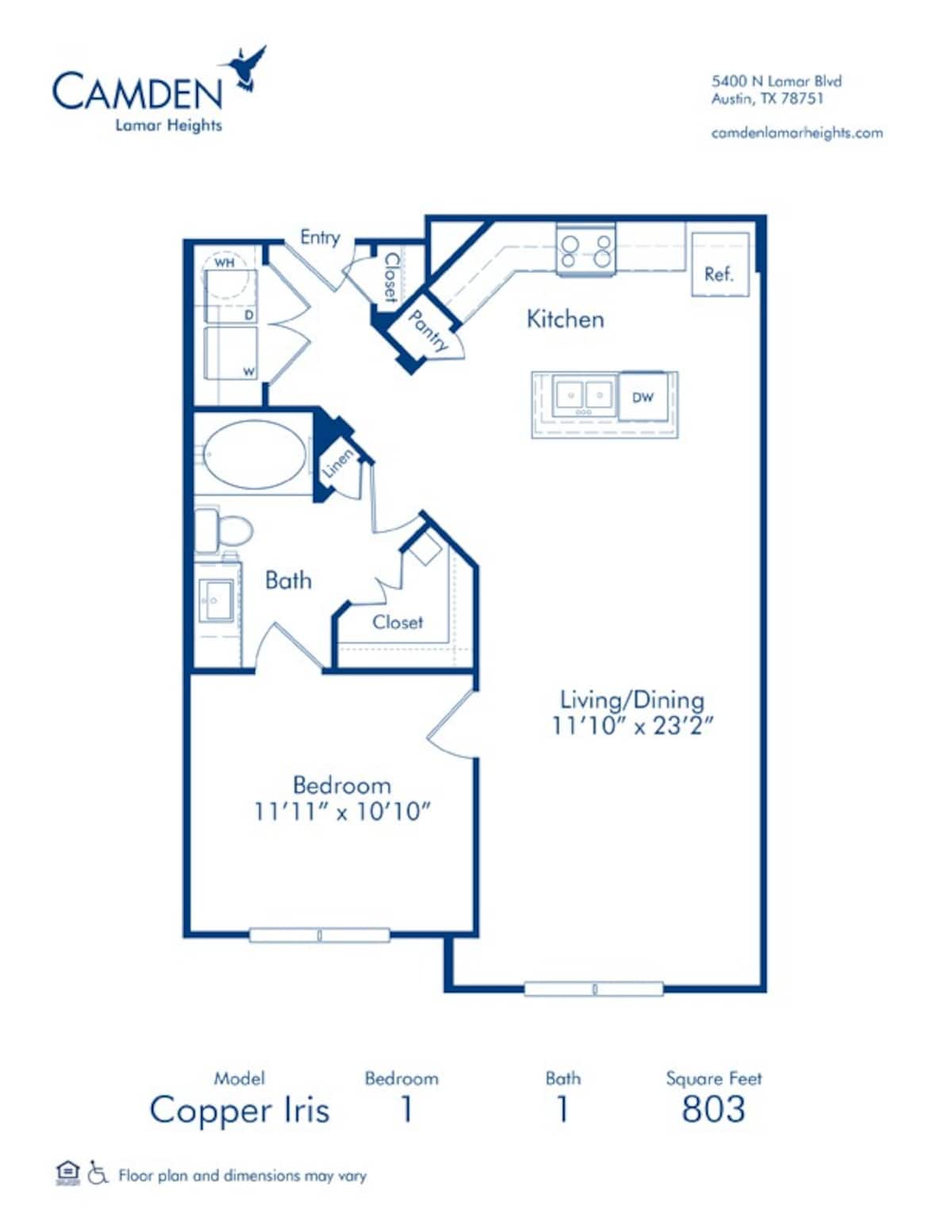 Floorplan diagram for Copper Iris, showing 1 bedroom