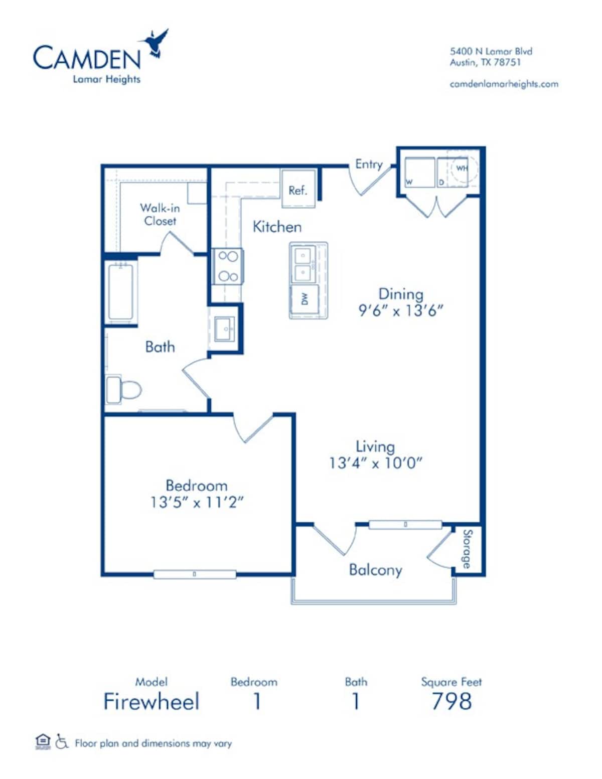 Floorplan diagram for Firewheel, showing 1 bedroom
