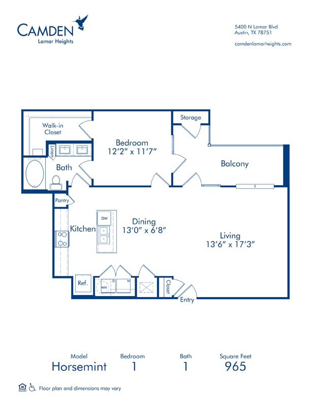 Floorplan diagram for Horsemint, showing 1 bedroom