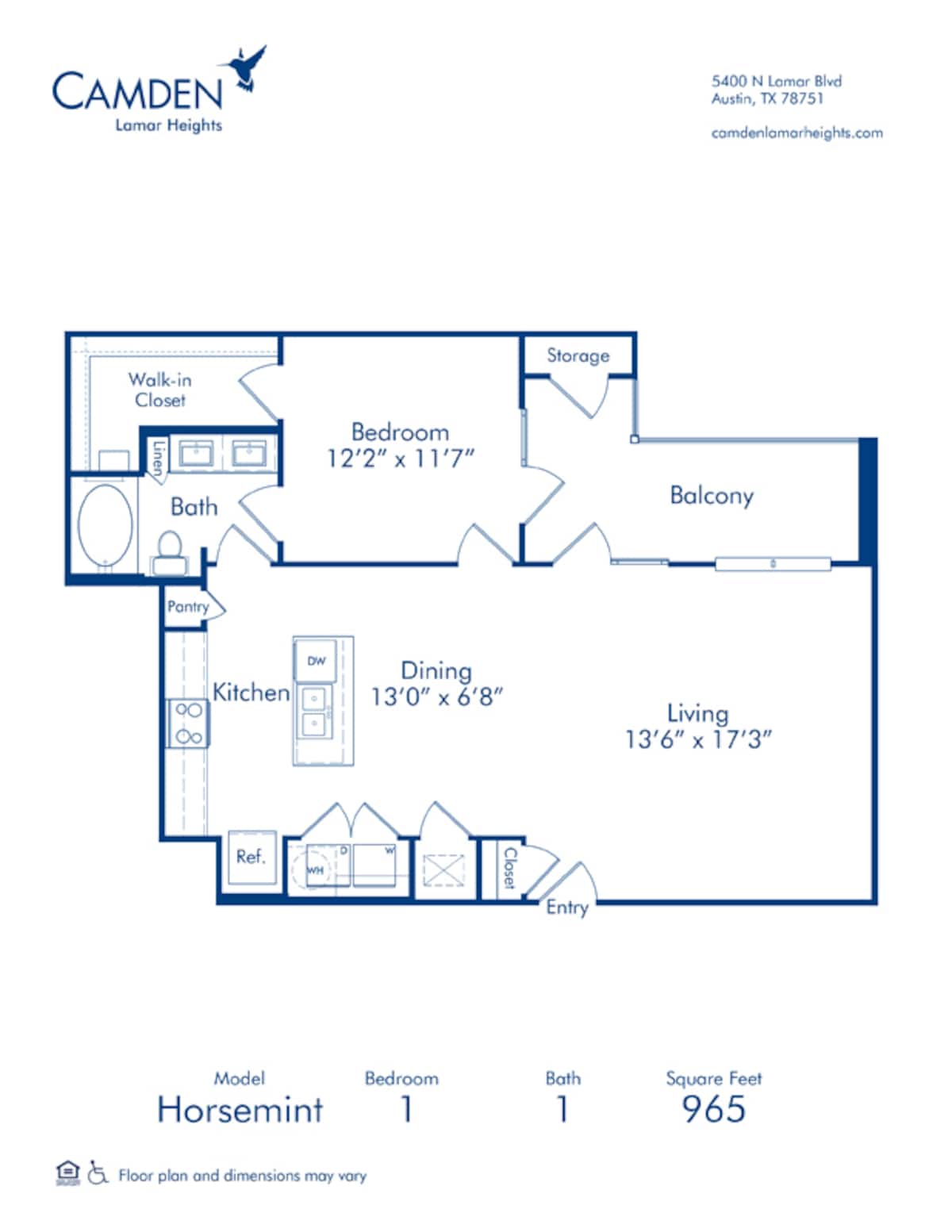 Floorplan diagram for Horsemint, showing 1 bedroom