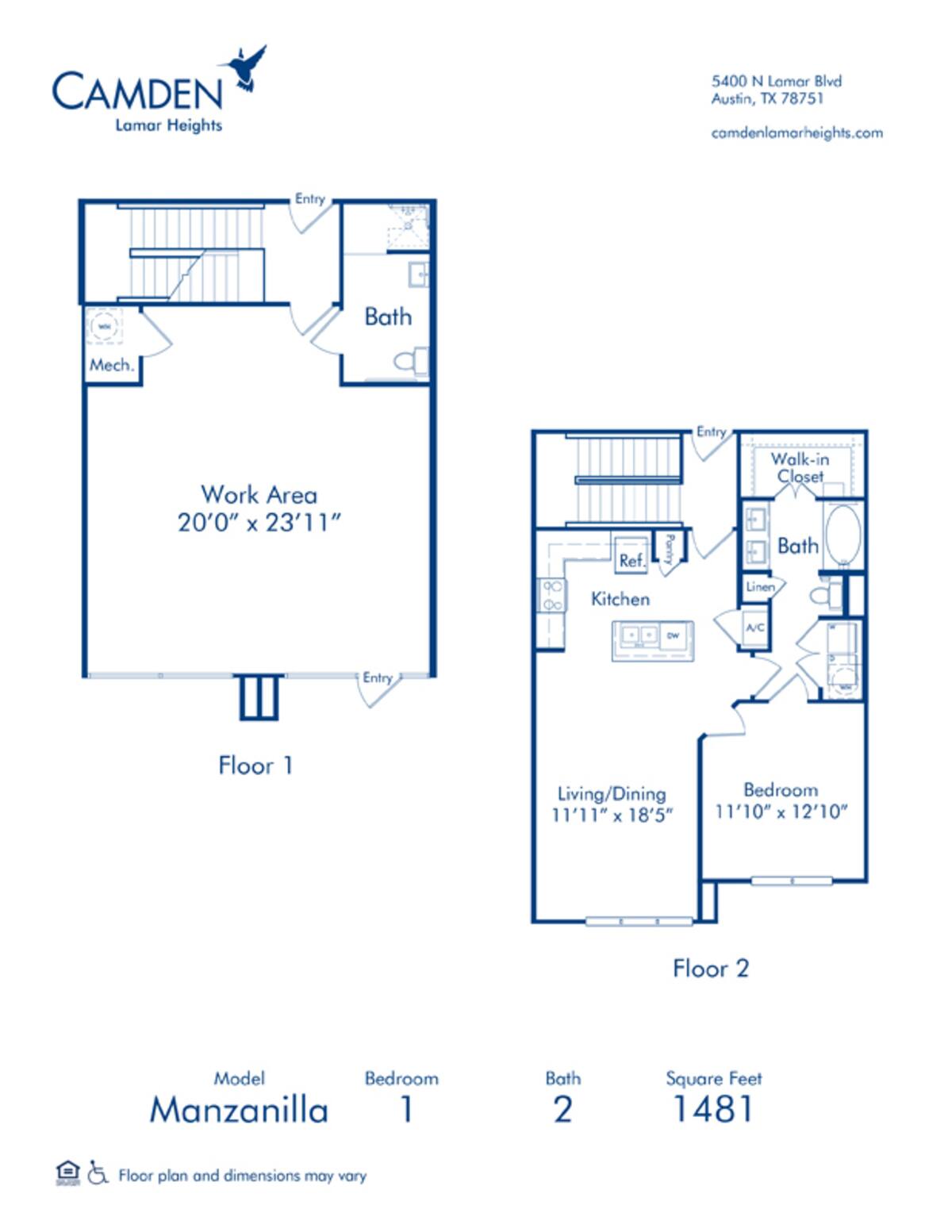 Floorplan diagram for Manzanilla, showing 1 bedroom
