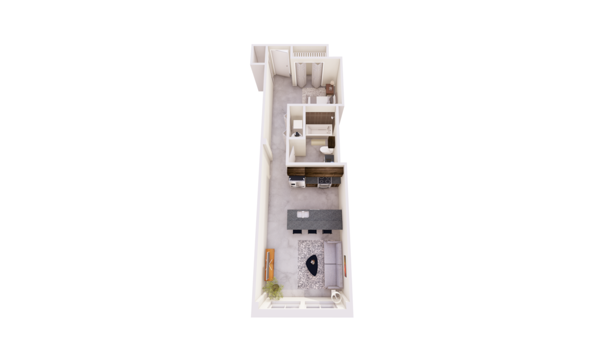 Floorplan diagram for D2, showing 1 bedroom