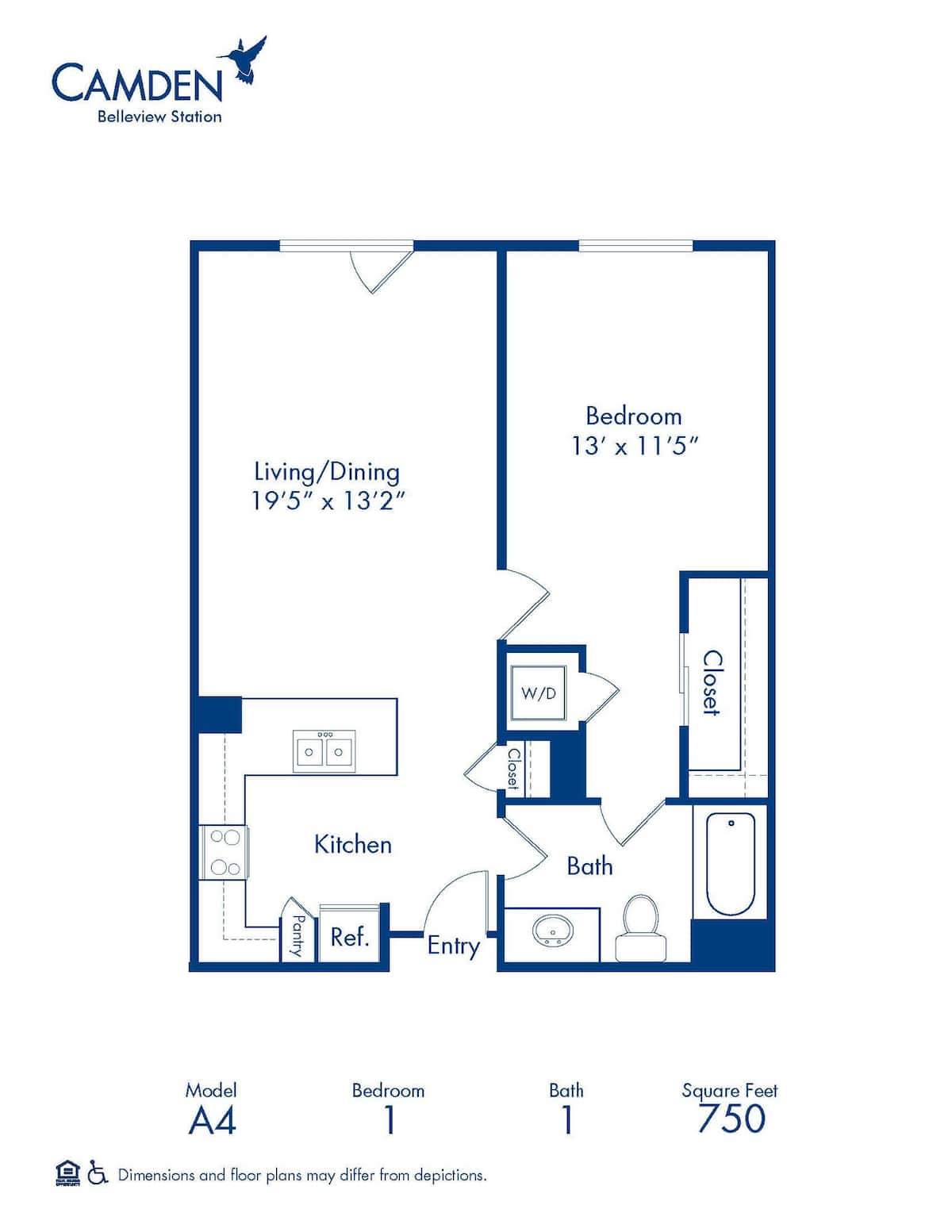 Floorplan diagram for A4, showing 1 bedroom