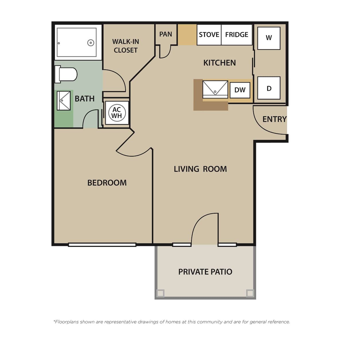 Floorplan diagram for GROVE A1, showing 1 bedroom