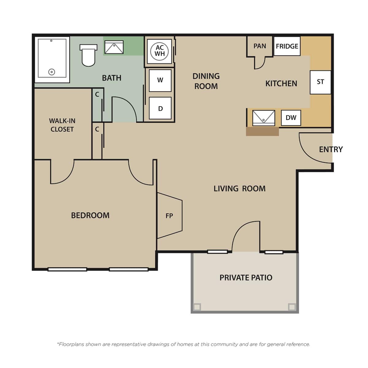 Floorplan diagram for GROVE A3, showing 1 bedroom