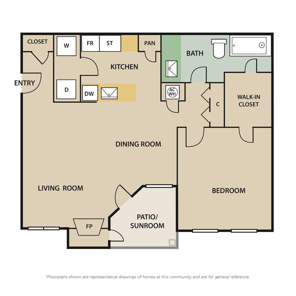 Floorplan diagram for PARK A3, showing 1 bedroom