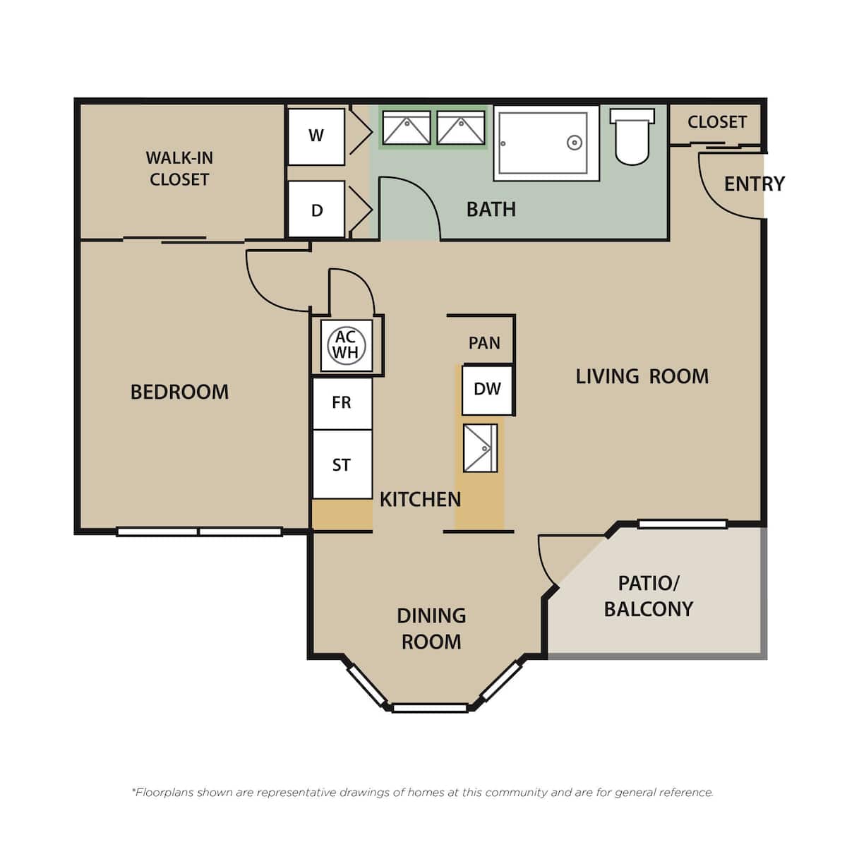 Floorplan diagram for GROVE A4, showing 1 bedroom