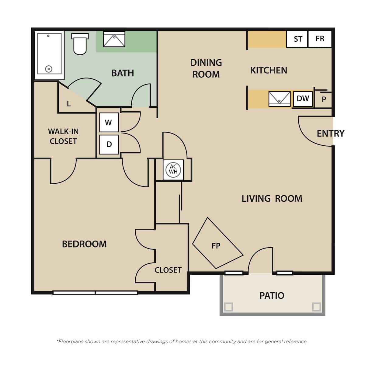 Floorplan diagram for PARK A4, showing 1 bedroom