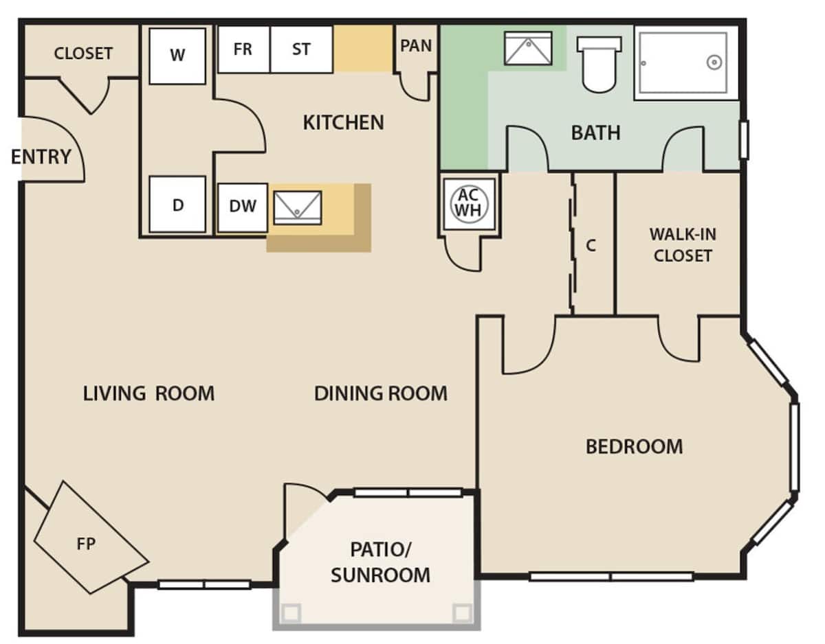 Floorplan diagram for SQUARE A6, showing 1 bedroom