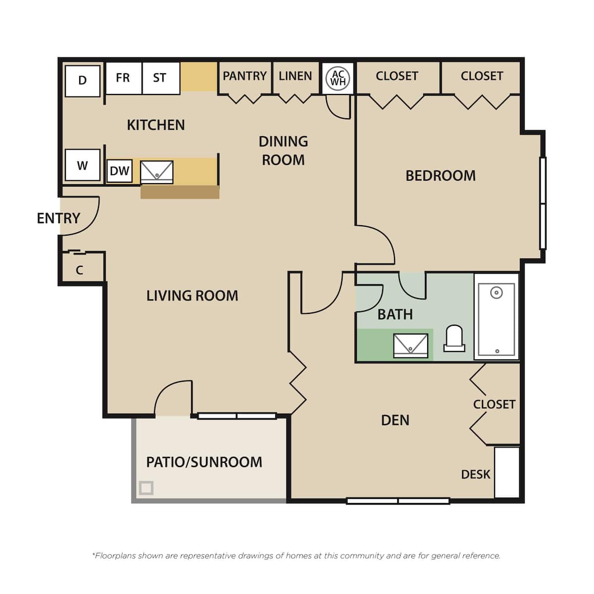 Floorplan diagram for PARK A7, showing 1 bedroom