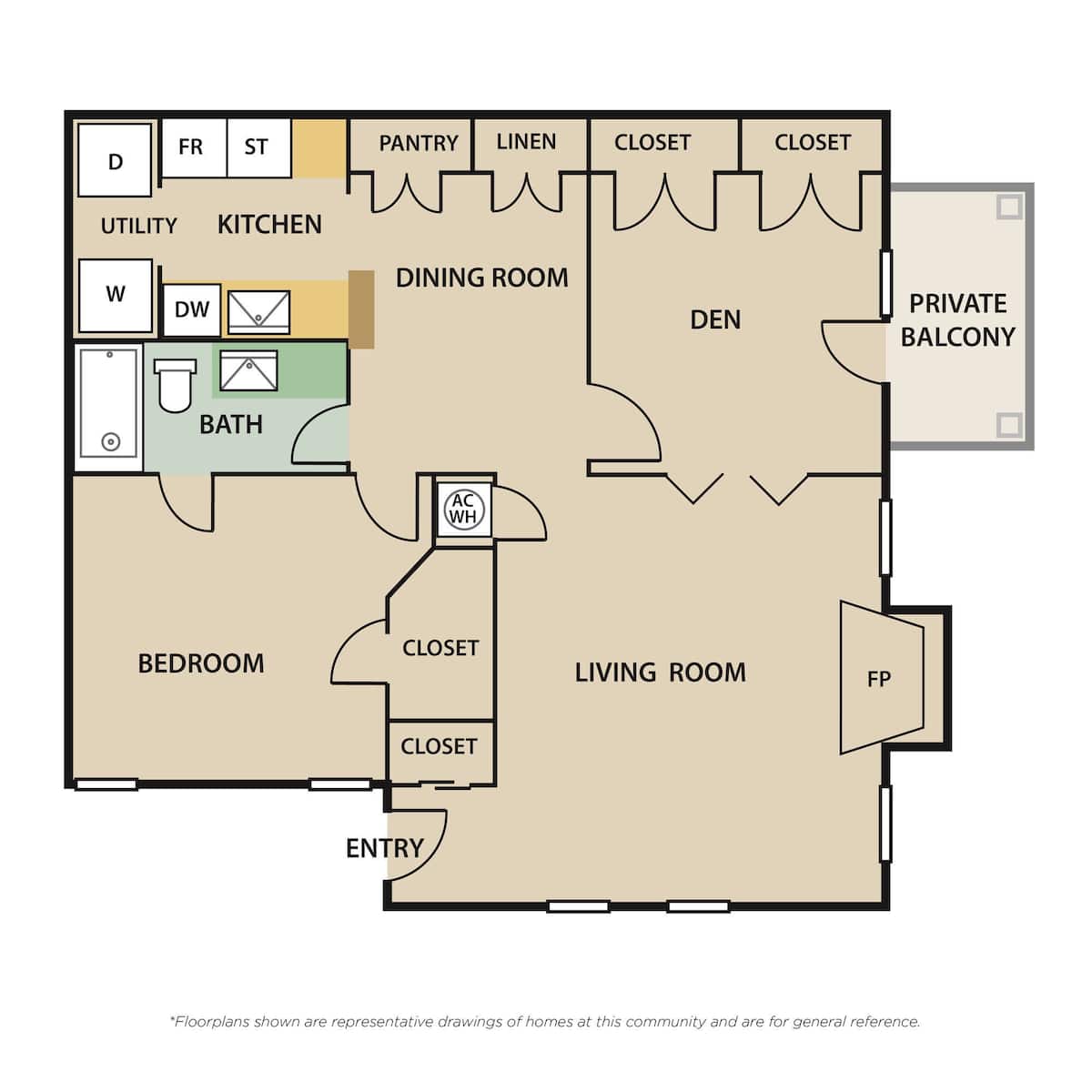 Floorplan diagram for PARK A8, showing 1 bedroom