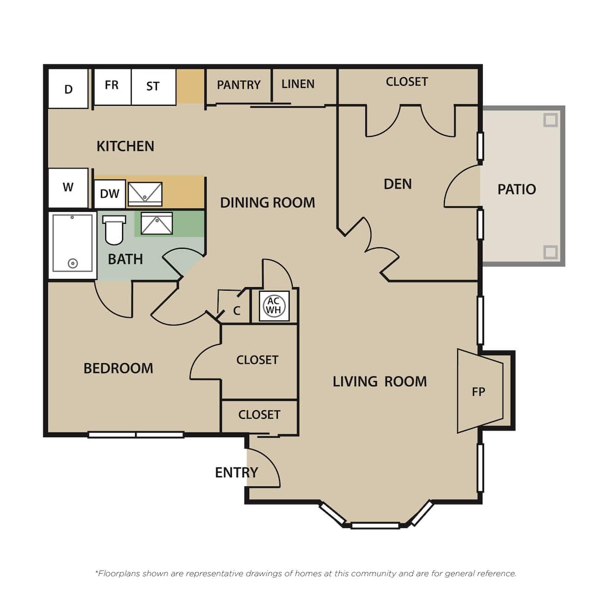 Floorplan diagram for GROVE A9, showing 1 bedroom