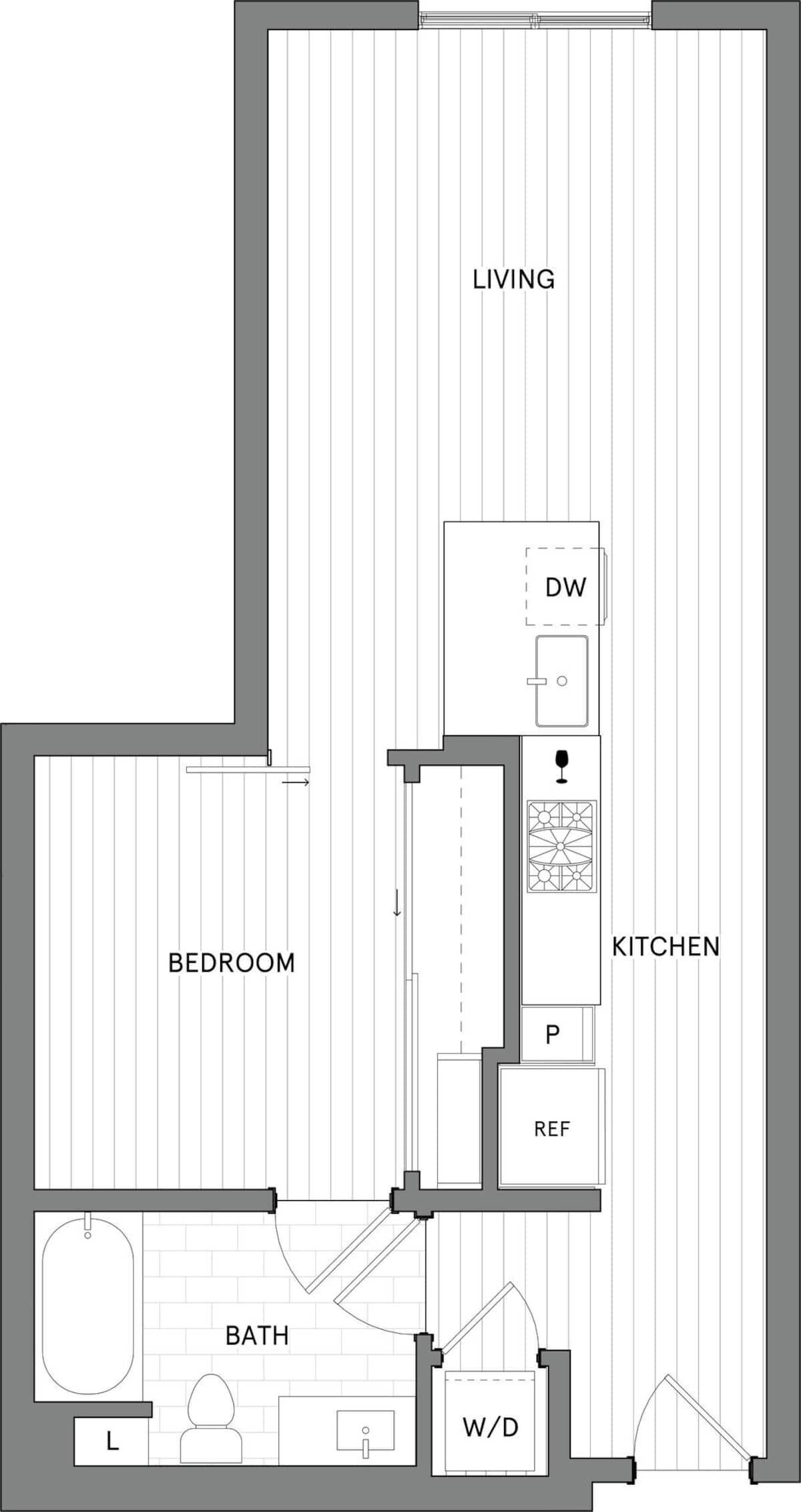 Floorplan diagram for 1B.A, showing 1 bedroom
