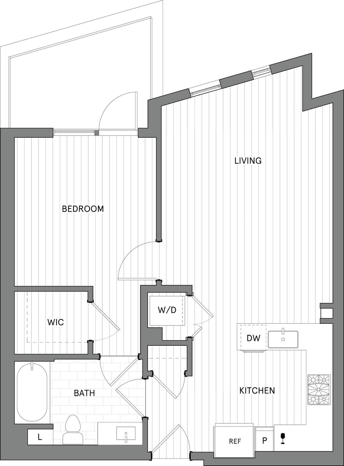 Floorplan diagram for 1B.C, showing 1 bedroom