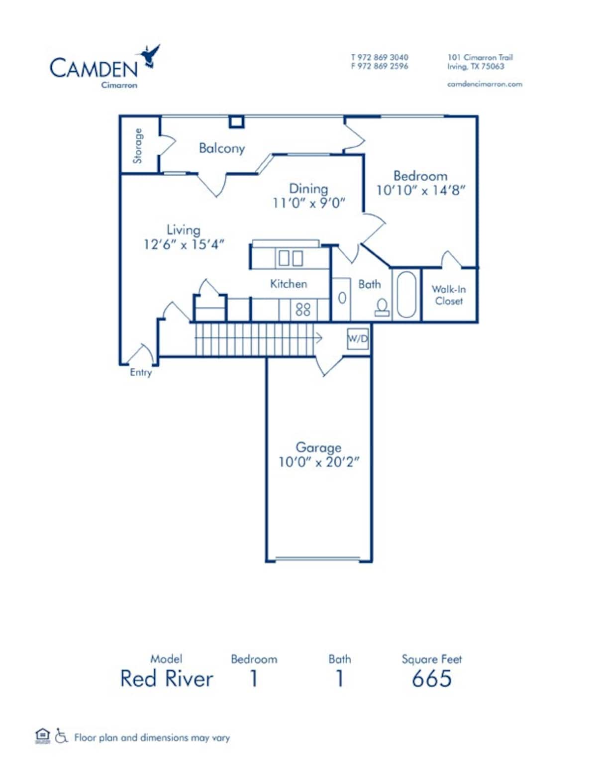 Floorplan diagram for Red River, showing 1 bedroom