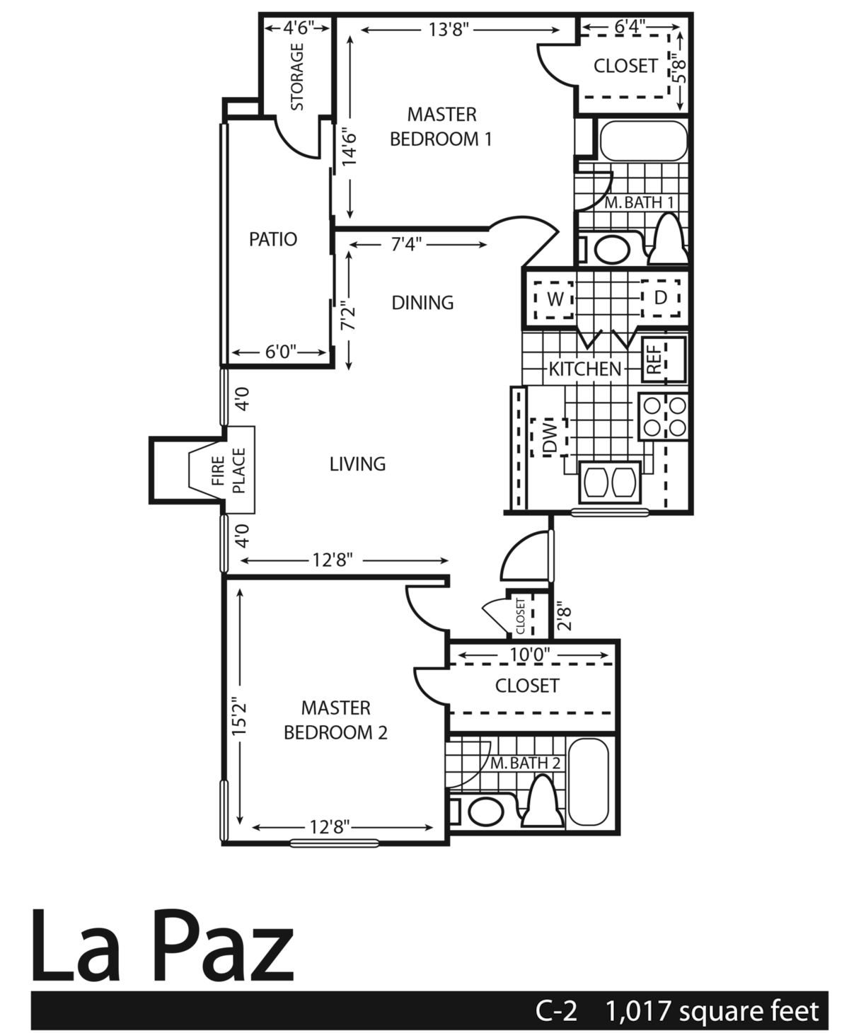 Floorplan diagram for La Paz, showing 2 bedroom