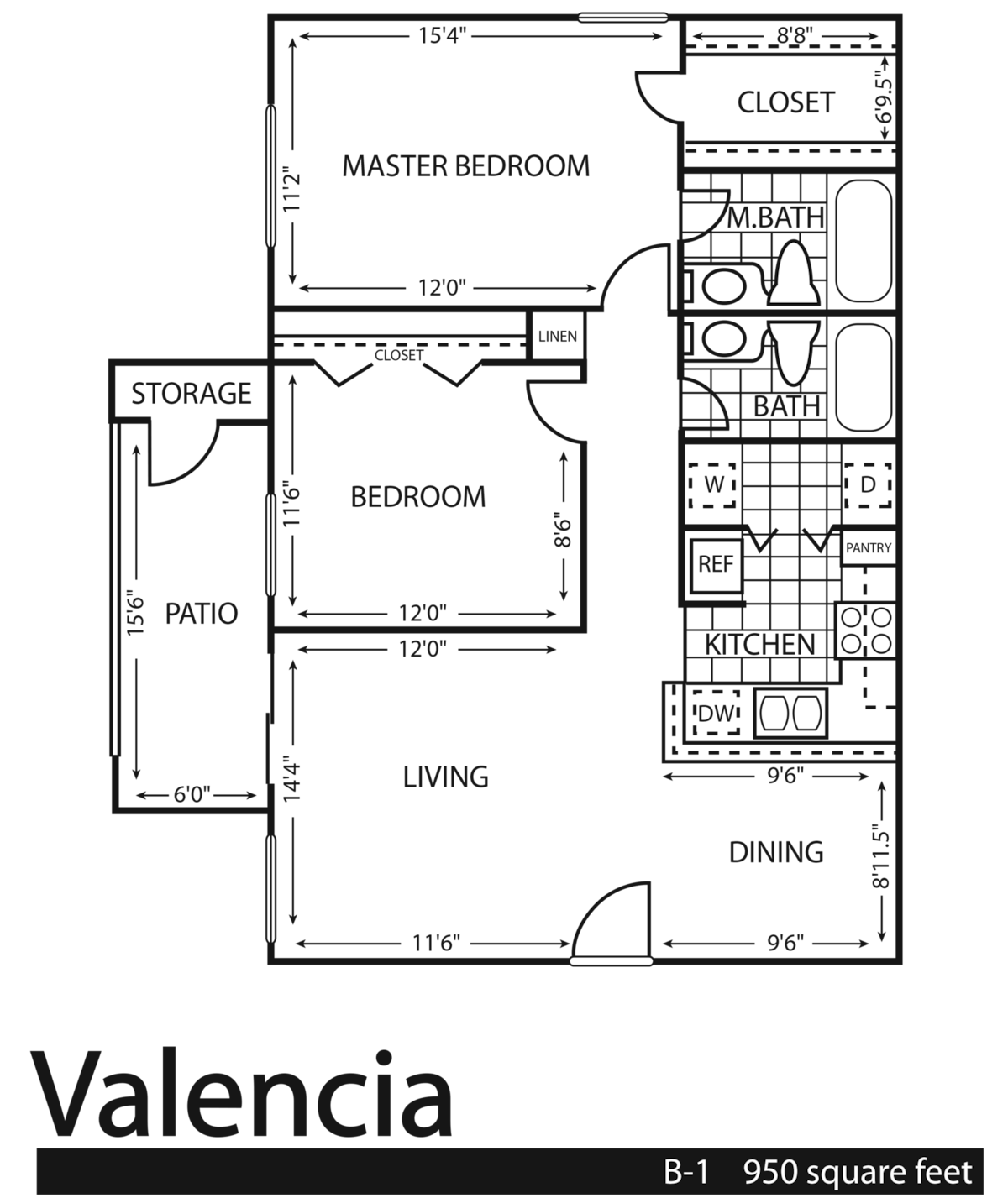 Floorplan diagram for Valencia, showing 2 bedroom