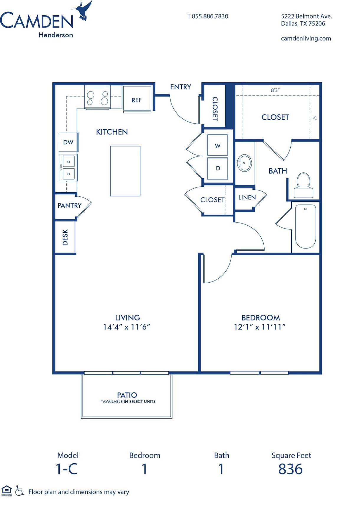 Floorplan diagram for C, showing 1 bedroom