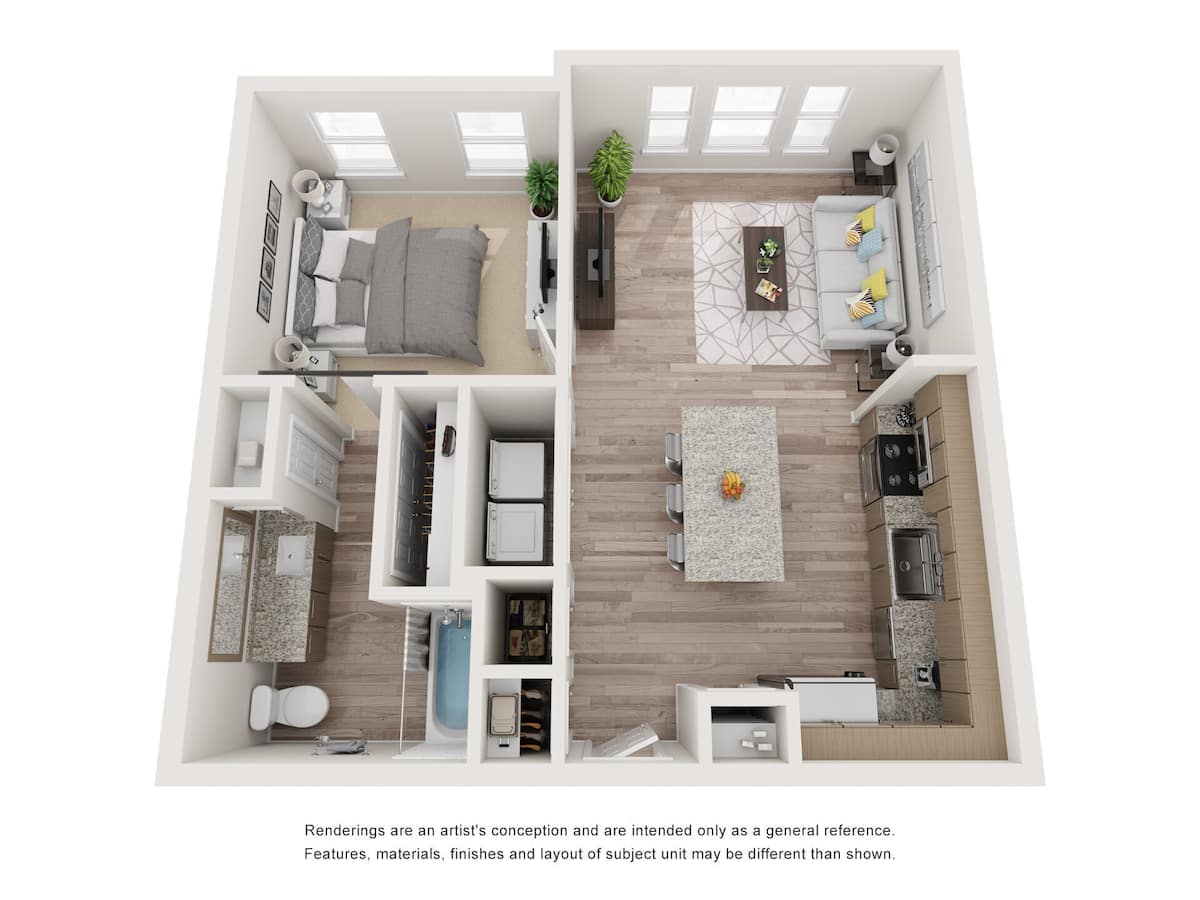 Floorplan diagram for A1, showing 1 bedroom