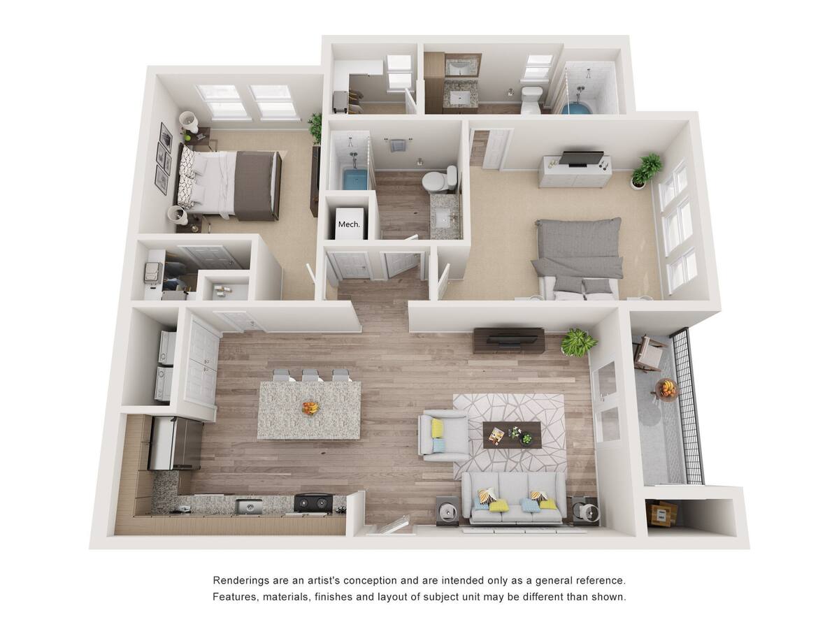 Floorplan diagram for B2.160, showing 2 bedroom