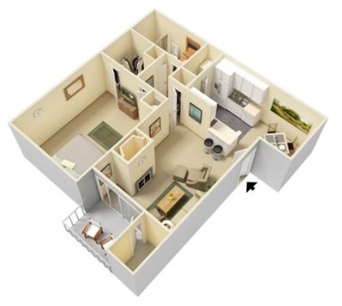 Floorplan diagram for Baywater, showing 1 bedroom