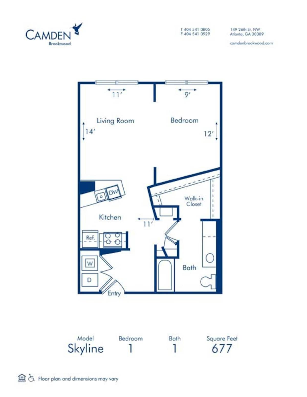 Floorplan diagram for Skyline, showing Studio