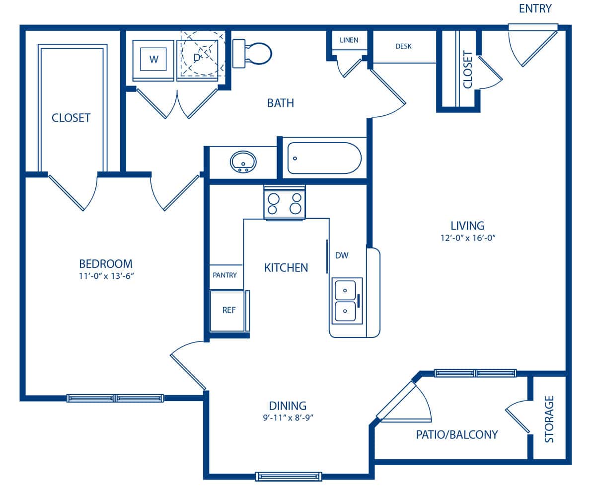 Floorplan diagram for Birch - II, showing 1 bedroom