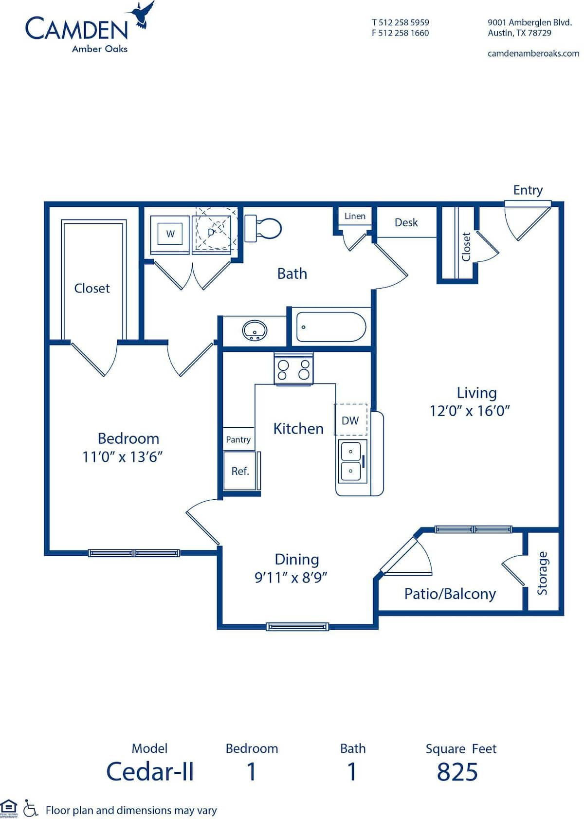 Floorplan diagram for Cedar - II, showing 1 bedroom