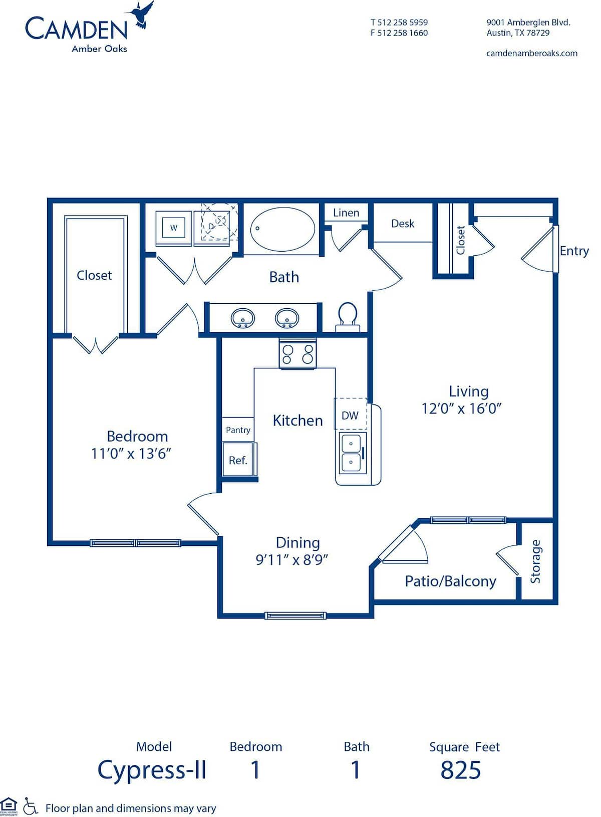Floorplan diagram for Cypress - II, showing 1 bedroom