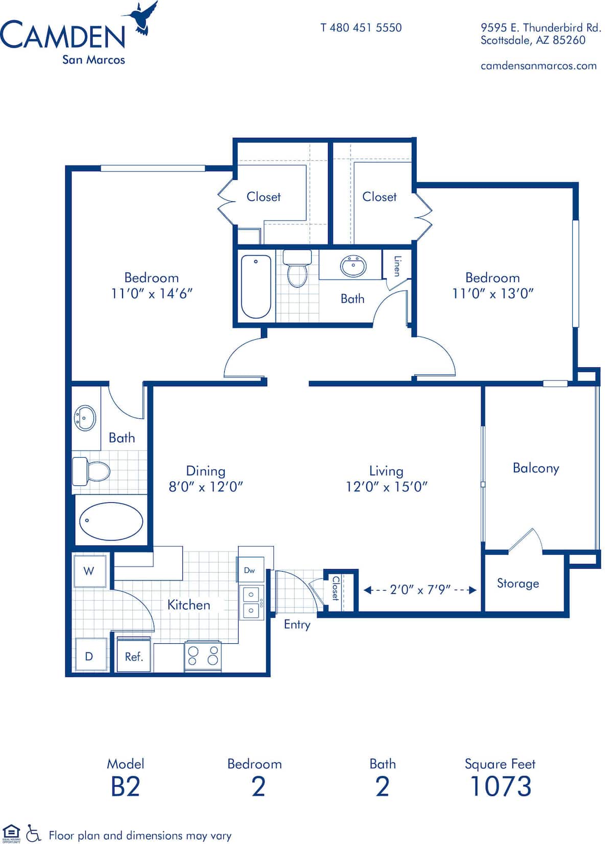 Floorplan diagram for B2, showing 2 bedroom