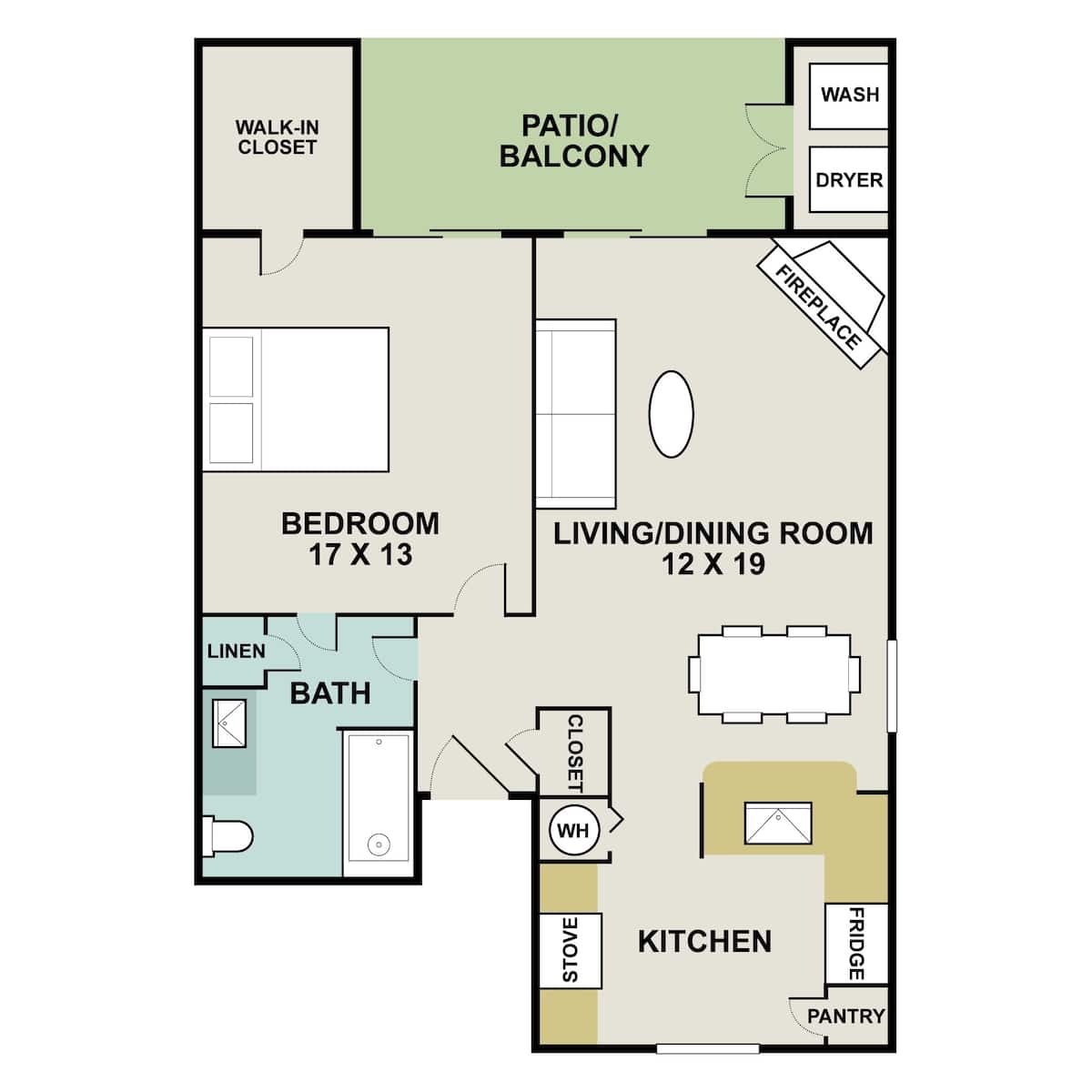 Floorplan diagram for Destiny, showing 1 bedroom