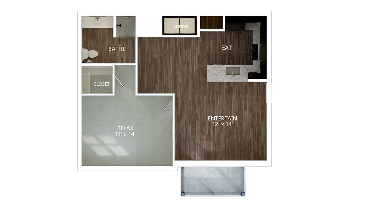 Floorplan diagram for Harbor, showing 1 bedroom