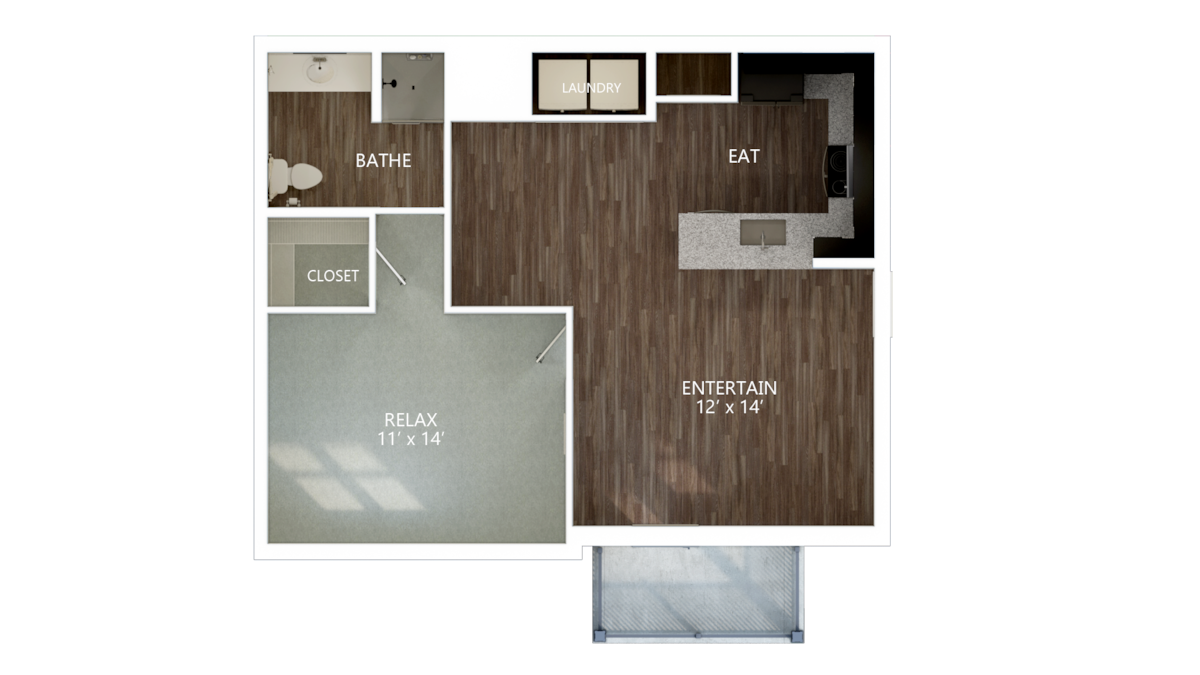 Floorplan diagram for Harbor, showing 1 bedroom