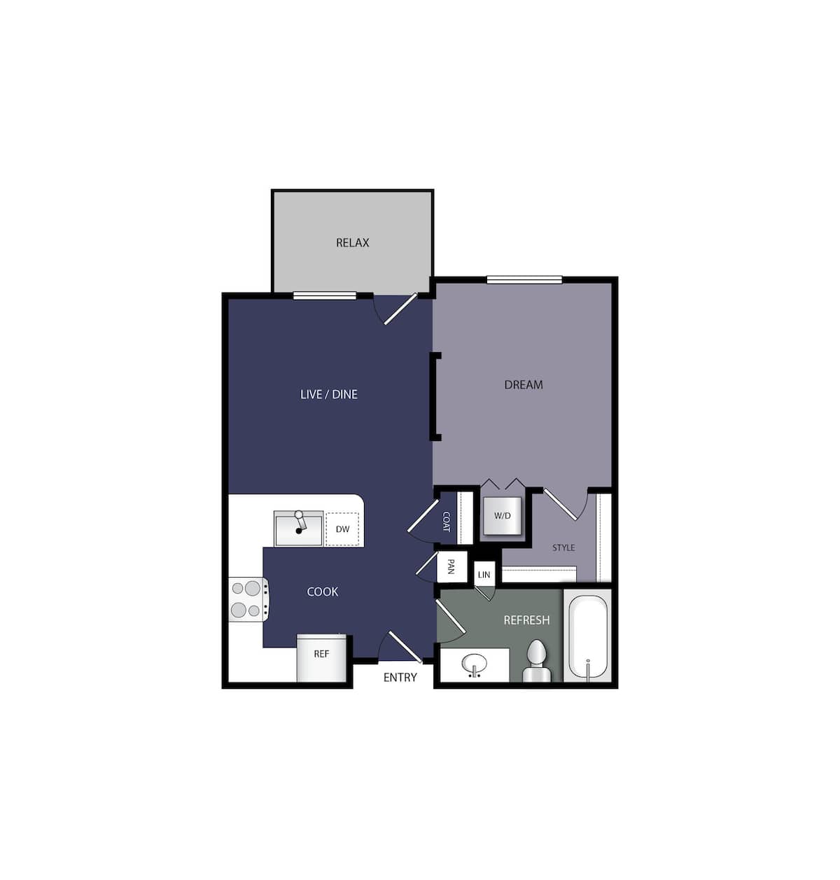 Floorplan diagram for S1, showing Studio