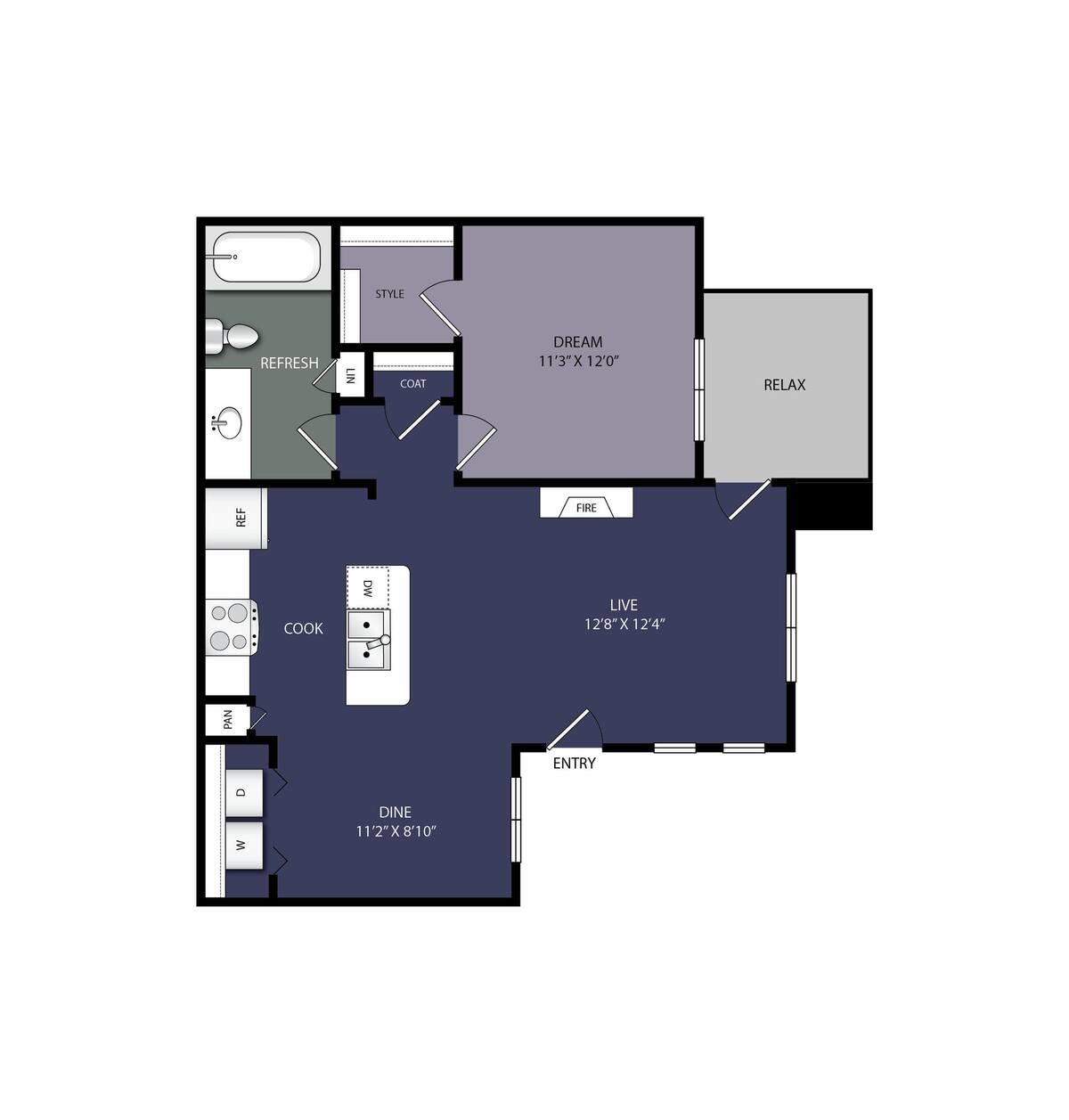 Floorplan diagram for A1, showing 1 bedroom