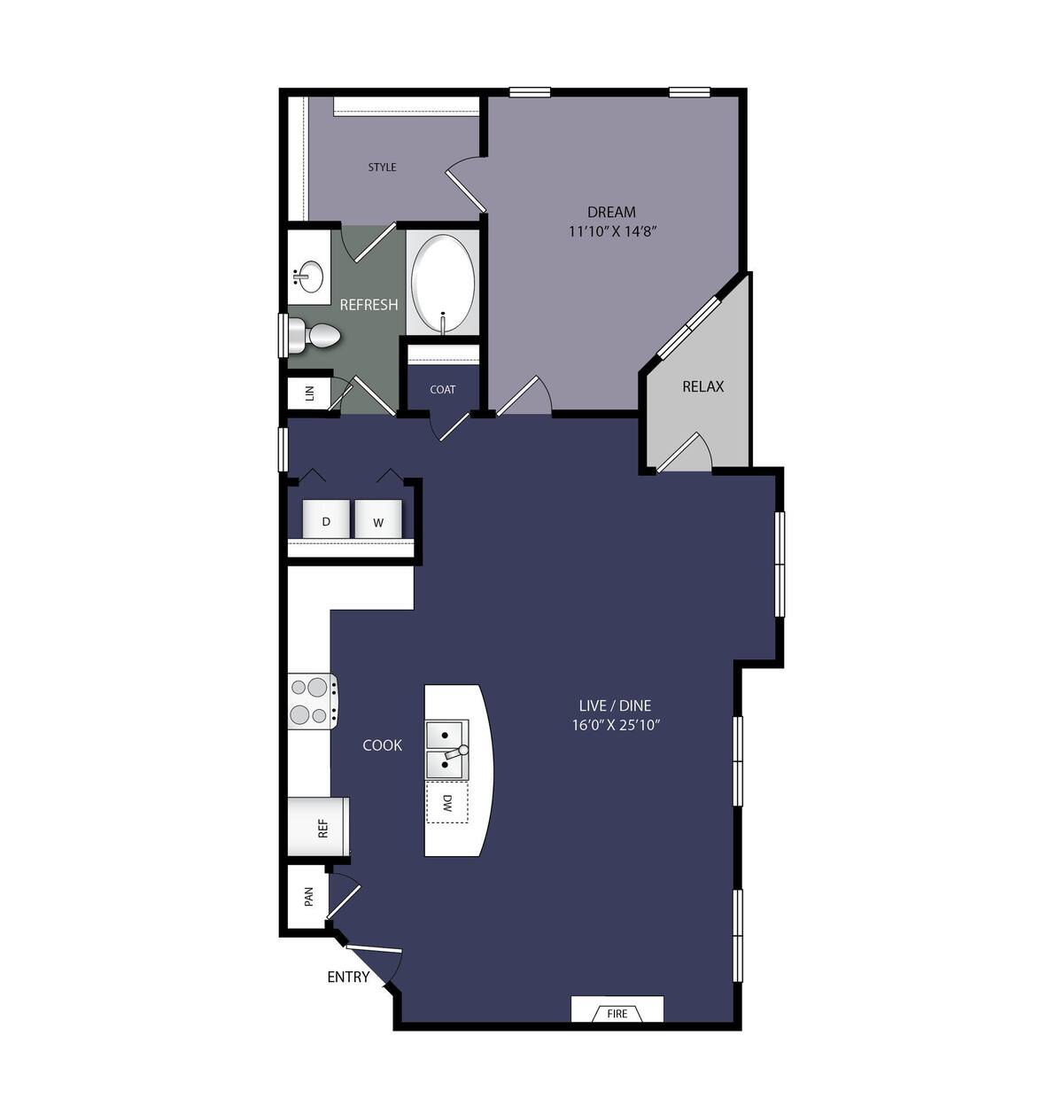 Floorplan diagram for A2, showing 1 bedroom