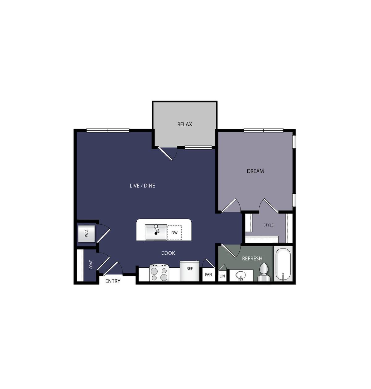 Floorplan diagram for A3, showing 1 bedroom