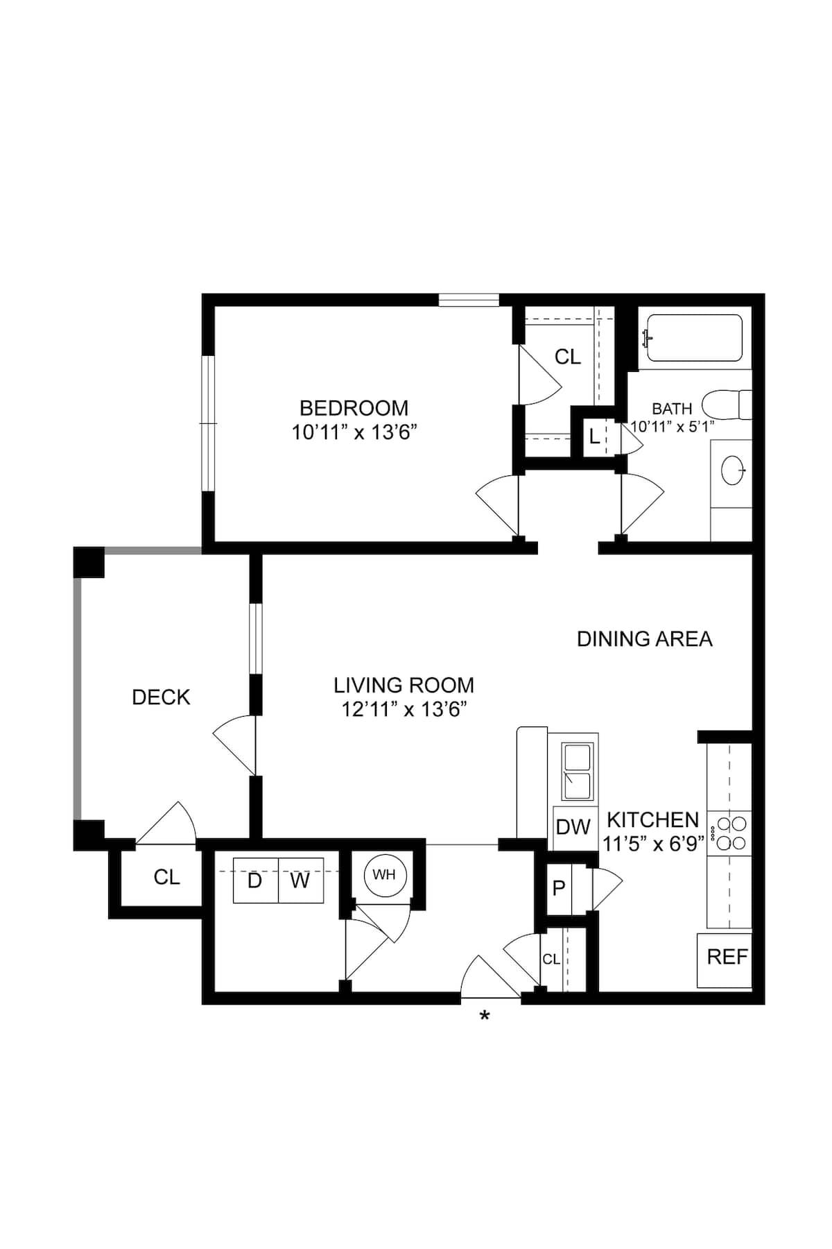 Floorplan diagram for The Sumter, showing 1 bedroom