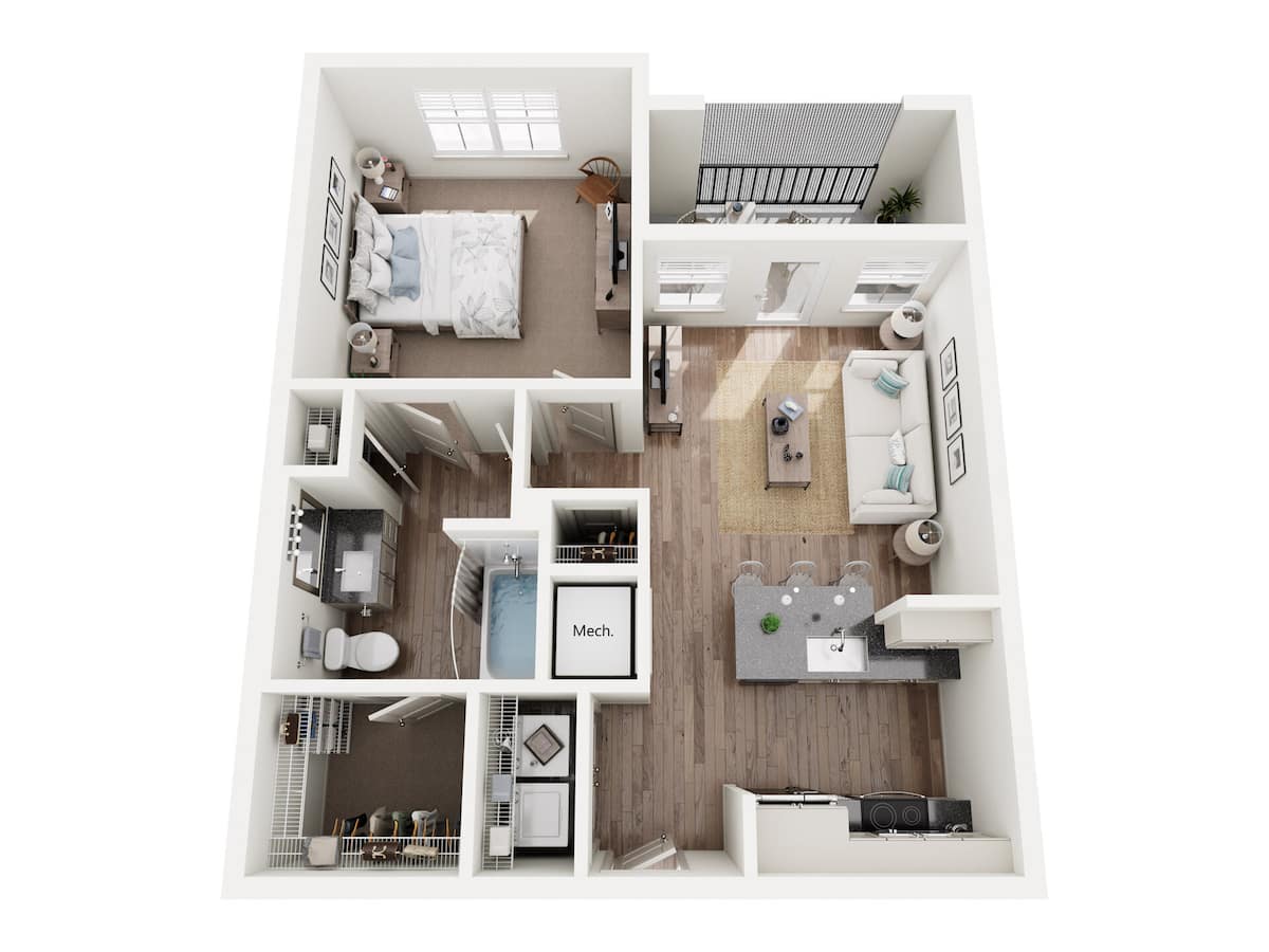Floorplan diagram for A1, showing 1 bedroom