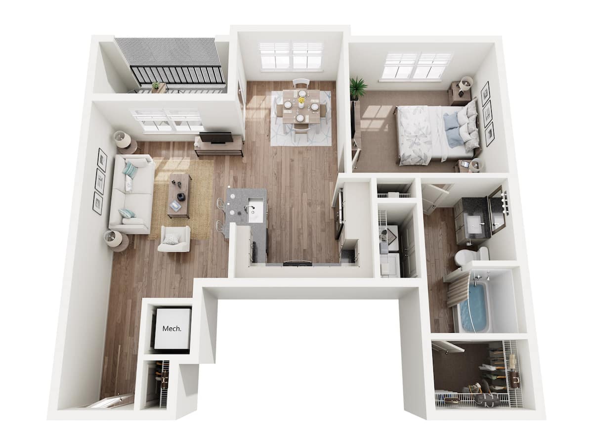 Floorplan diagram for A2.1, showing 1 bedroom