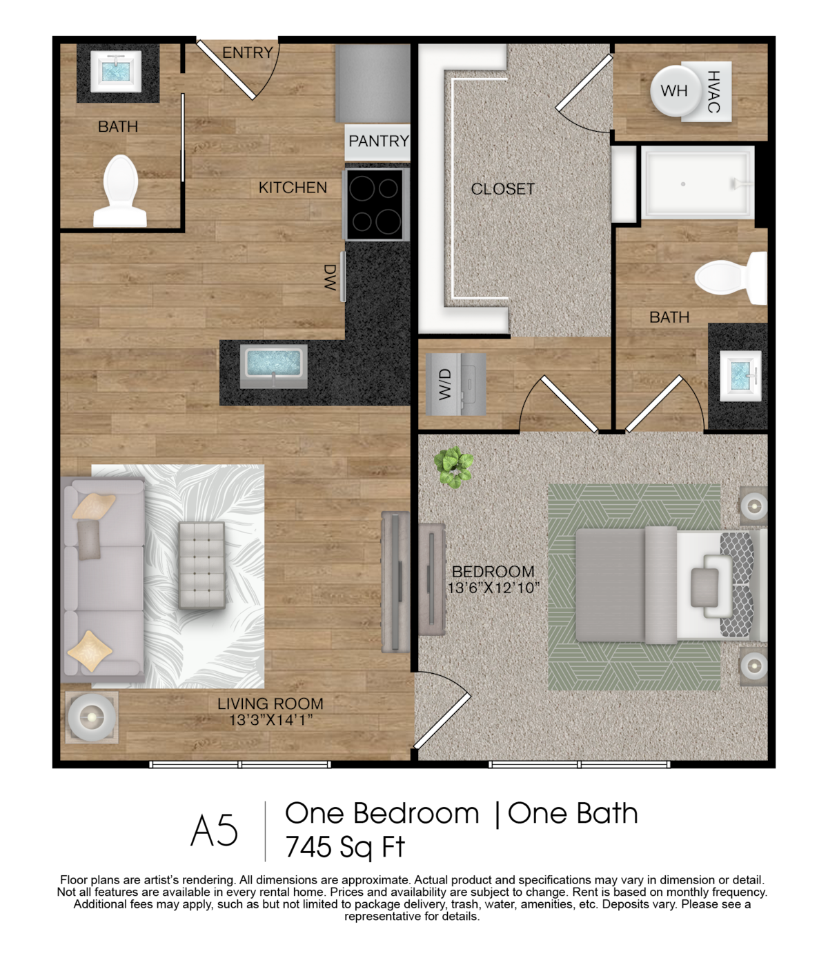 Floorplan diagram for A5, showing 1 bedroom
