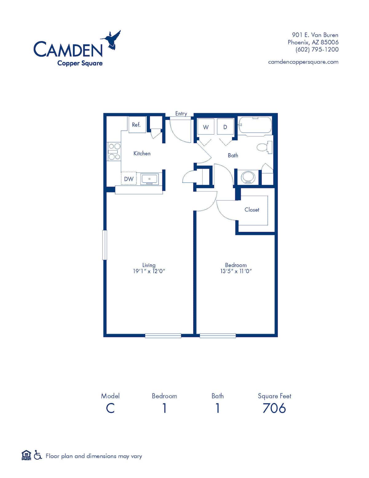 Floorplan diagram for C, showing 1 bedroom