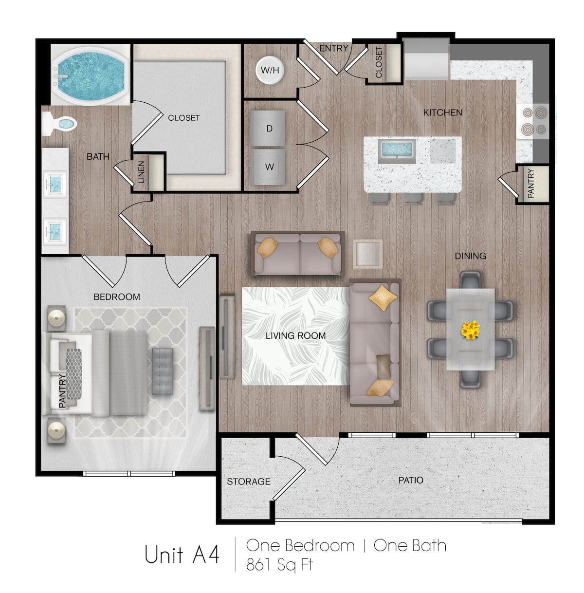 Floorplan diagram for A4, showing 1 bedroom