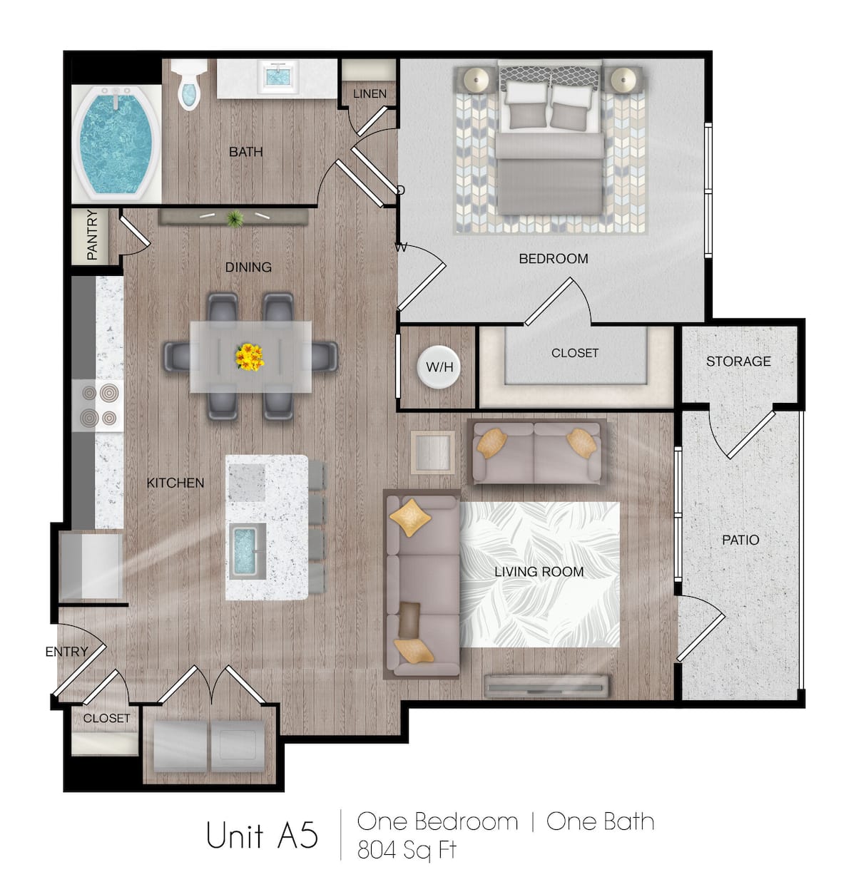 Floorplan diagram for A5, showing 1 bedroom