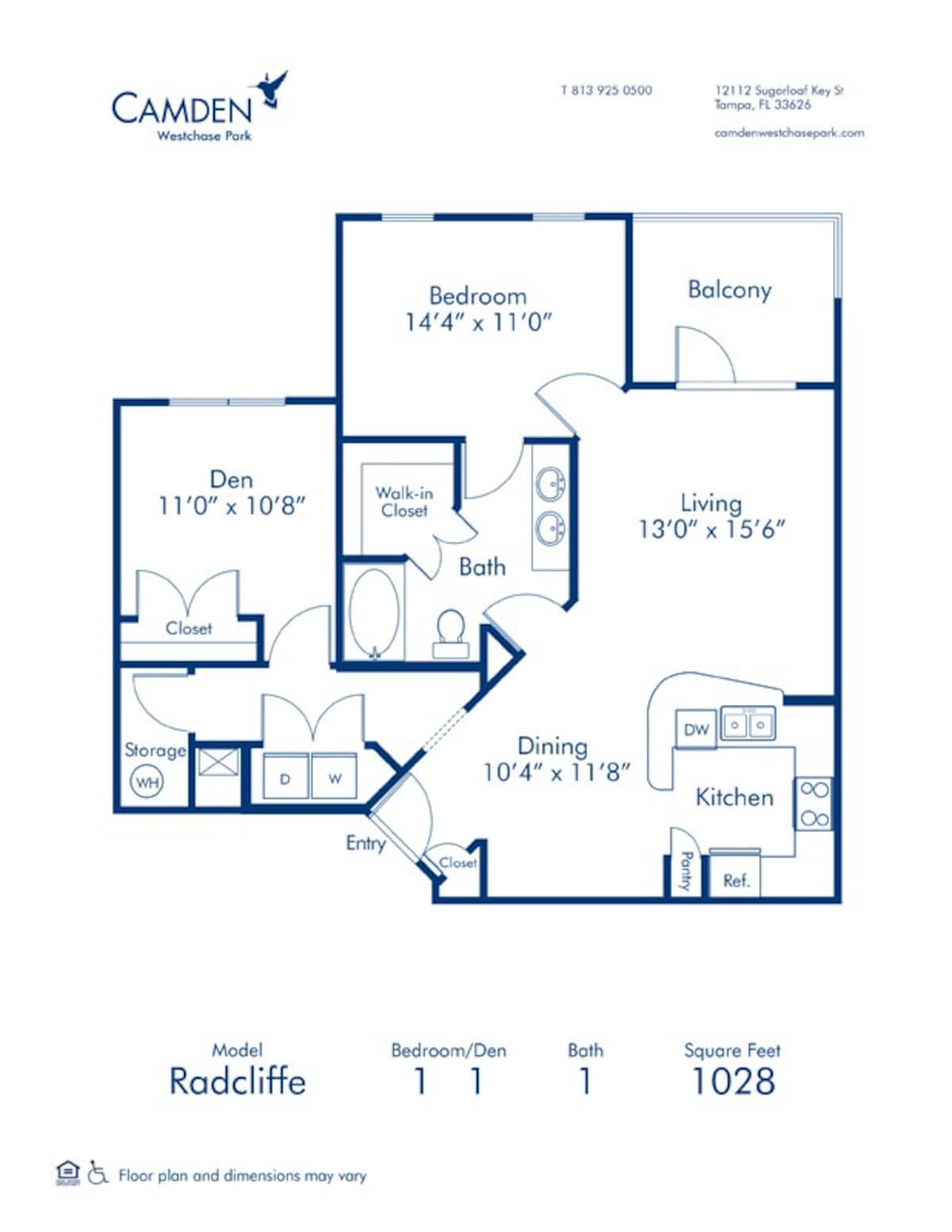 Floorplan diagram for Radcliffe, showing 1 bedroom