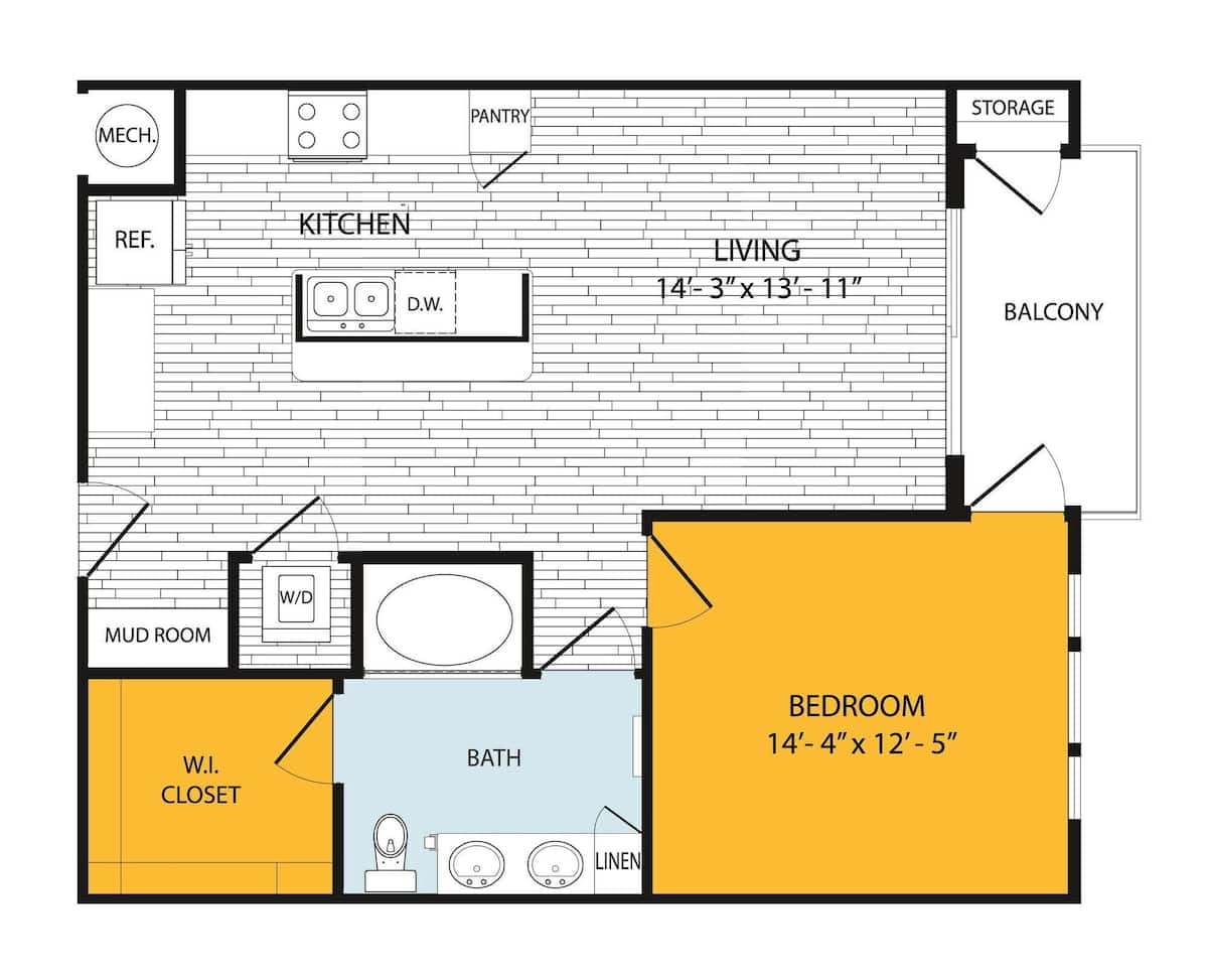 Floorplan diagram for A10, showing 1 bedroom
