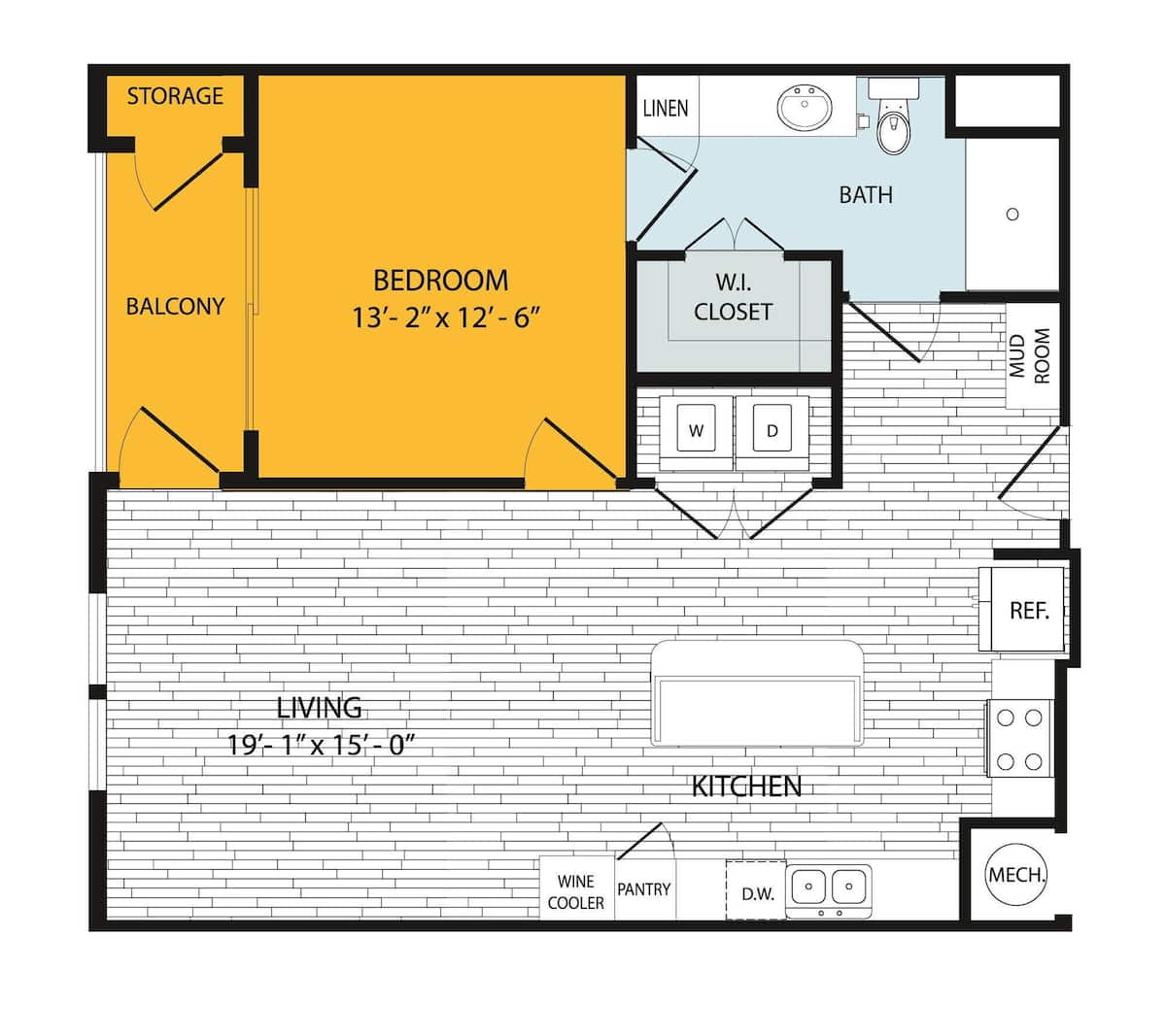 Floorplan diagram for A5, showing 1 bedroom